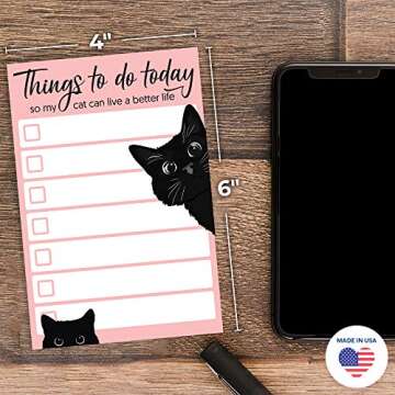 Funny Cat Small to Do List Sticky Notes | Things to Do Today So My Cat Can Live a Better Life | Black Cat Humor Notebook Notepad Note Card for Cat Lover Gift| 50 Pages 4x6 by DAILY RITMO