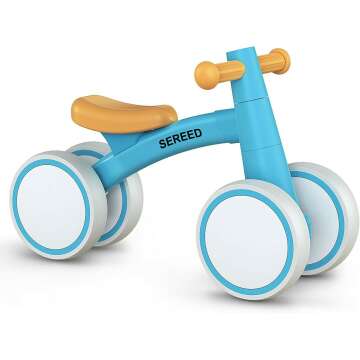 SEREED Baby Balance Bike for 1 Year Old - Safe 4-Wheeled Toddler Bike