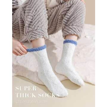 TEHOOK Fuzzy Winter Socks for Women - 6 Pack Cozy