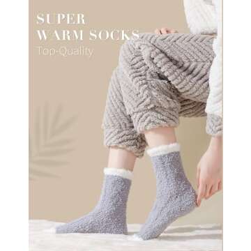 TEHOOK Fuzzy Winter Socks for Women - 6 Pack Cozy