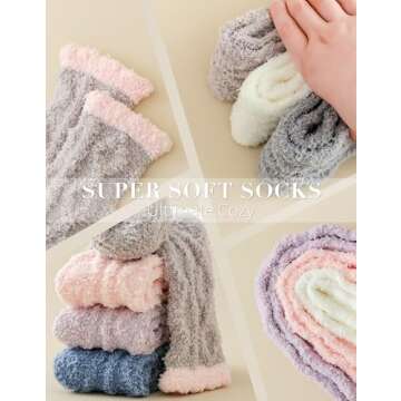 TEHOOK Fuzzy Winter Socks for Women - 6 Pack Cozy