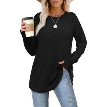 XIEERDUO Womens Tops Long Sleeve Dressy Casual Black Shirts for Women Womens Fall Fashion 2024 L