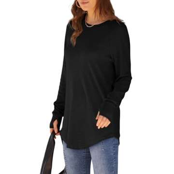 XIEERDUO Women's Black Long Sleeve Casual Shirts