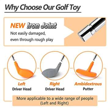 iPlay, iLearn Kids Golf Toys Set W/Left & Right Club Head, Boys Outdoor Sport Toy Age 3-5, Toddler Indoor Golf Ball Game, Child Exercise Active, Yard Play Birthday Gift 4 6 7 8 Year Olds Toddler Girl