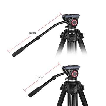 Andoer Video Tripod, 71 inch Professional Heavy Duty Aluminum Tripod with Quick Release Plate and Fluid Drag Pan Tilt Max Load 17.6lb 180cm for DSLR Camcorder