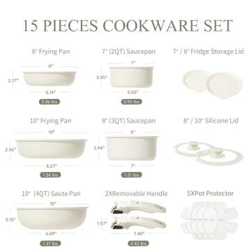 CAROTE 15-Piece Non-Stick Cookware Set - Versatile Kitchen Essentials