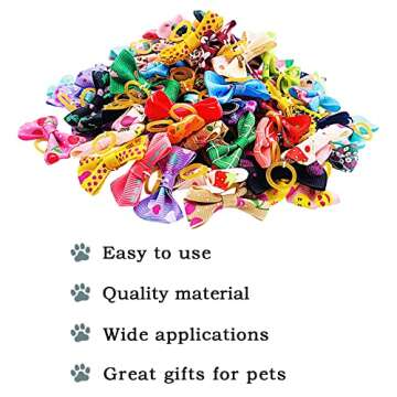 PET SHOW 300pcs 150pairs Small Dog Hair Bows with Rubber Bands Bulk Bowknot for Yorkshire Girls Topknot Cat Puppy Headdress Grooming Hair Accessories Random Color for Groomers