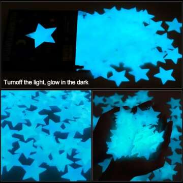 AM AMAONM 100 Pcs Blue Glow in The Dark Luminous Stars Fluorescent Noctilucent Plastic Wall Stickers Murals Decals for Home Art Decor Ceiling Wall Decorate Kids Babys Bedroom Room Decorations