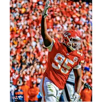 Chris Jones Kansas City Chiefs Autographed 16" x 20" Hand Up Photograph - Autographed NFL Photos