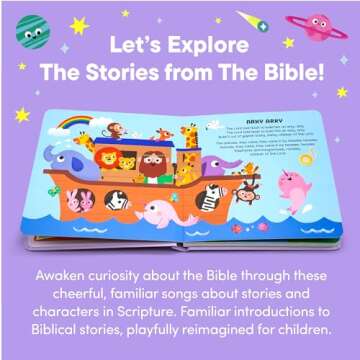 Bible Stories - Christian Sound Book, Sing Along Bible Songs | Christening, Dedication, Baptism Gifts for Boys, Girls, Kids, Babies | Religious Toys, Interactive Music Books for Toddlers