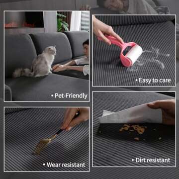 OHSIO Sectional Couch Covers, Wear Resistant Stretch Sofa Covers Washable Soft Couch Cushion Covers Anti Slip Furniture Protector Sofa Slipcovers for Pets (1 Piece Back Couch Cover, Dark Gray)