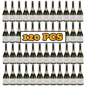 120 Pack Mini Champagne Bottle Bubble Bulk, Ideal for Wedding Send Off, Bridal Shower or Engagement, Anniversaries Celebration, Valentine’s Day, Family Reunion, Party Favor for Guests Newlyweds Couple