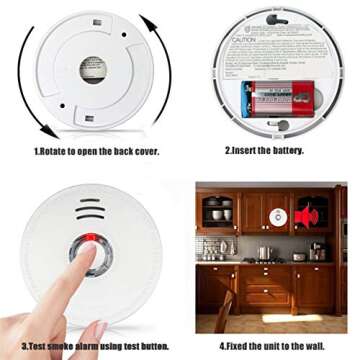 Smoke Detector Fire Alarm, 6 Packs Photoelectric Smoke Detectors with UL Listed, 9V Battery Operated Smoke Detector (9V Battery Included), 10 Years Life Time, Fire Safety for Home, Hotel, School etc