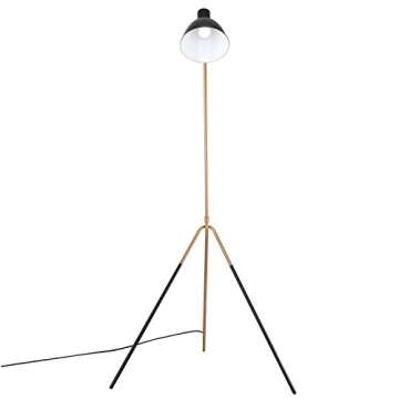 Light Society Mastise Grasshopper Floor Lamp, Matte Black and Gold Finish, Mid Century Modern Industrial Style (LS-F232-BKGD)