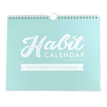 Free Period Press Habit Tracker Calendar & To Do List Planner, Spiral Bound Habit Tracker with Writable Goals, 12 Months Undated, 8"x10”