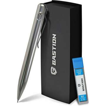 BASTION® Luxury Mechanical Pencil with 20 Lead Refills - Stainless Steel