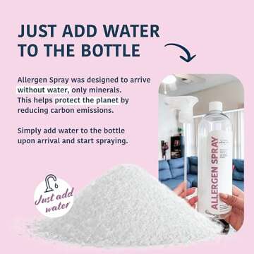 Allergy Asthma Clean Allergen Spray, Pets, Dust Allergies & More, Air & Surface Control, Just Add Water, Bottle with One Refill, Over 64oz Total