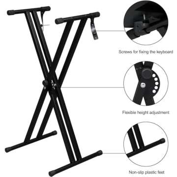 Adjustable Karl Home Double X Keyboard Stand and Bench