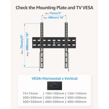 MOUNTUP UL Listed TV Wall Mount, Tilting TV Bracket for Most 26-60 Inch LED LCD OLED Flat/Curved TVs, Low Profile TV Mount Save Spacing - Fits 12" to 16" Stud, Max VESA 400x400mm up to 99 LBS, MU0007