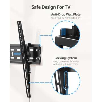 MOUNTUP UL Listed TV Wall Mount, Tilting TV Bracket for Most 26-60 Inch LED LCD OLED Flat/Curved TVs, Low Profile TV Mount Save Spacing - Fits 12" to 16" Stud, Max VESA 400x400mm up to 99 LBS, MU0007