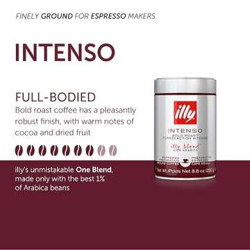 Illy Intenso Ground Espresso Coffee, Bold Roast, Intense, Robust And Full Flavored With Notes Of Deep Cocoa, 100% Arabica Coffee, No Preservatives, 8.8 Ounce (Pack Of 1)