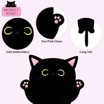 MUFEIRUO Long Cat Plush Long Cat Body Pillow, 31" Kawaii Cartoon Cat Stuffed Animals Soft Cat Plushie, Cute Black Cat Plush Pillow Cuddle Pillow Stuffed Cat Toys for Kids Birthday