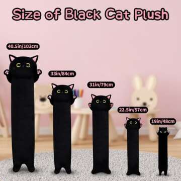 MUFEIRUO Long Cat Plush Long Cat Body Pillow, 31" Kawaii Cartoon Cat Stuffed Animals Soft Cat Plushie, Cute Black Cat Plush Pillow Cuddle Pillow Stuffed Cat Toys for Kids Birthday