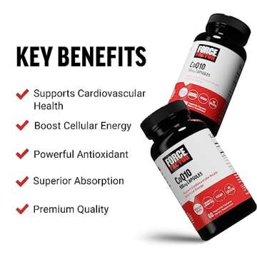 FORCE FACTOR CoQ10 100mg, Coenzyme Q10 Heart Health Supplement with Enhanced Absorption, Premium Grade Coq 10, Vegan, Dairy Free, Gluten Free, and Non-GMO, 60 Vegetable Capsules