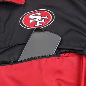 FOCO Women's Standard Olivia Culpo x San Francisco 49ers NFL Winning Play Windbreaker Jacket, Team Color