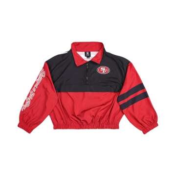 FOCO Women's Standard Olivia Culpo x San Francisco 49ers NFL Winning Play Windbreaker Jacket, Team Color