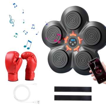 KOCASO Music Boxing Machine with Adult Boxing Gloves - Smart Bluetooth Boxing Machine Wall Mounted Music，9 Speeds LED Lighted Sandbag Wall Boxing Punching Pad - Boxing Equipment for Home Gym