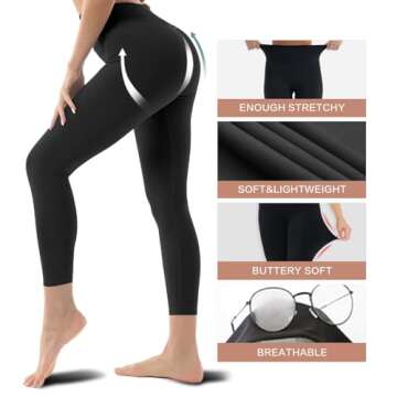 Blisset 3 Pack High Waisted Leggings for Women-Soft Athletic Tummy Control Pants for Running Yoga Workout Reg & Plus Size