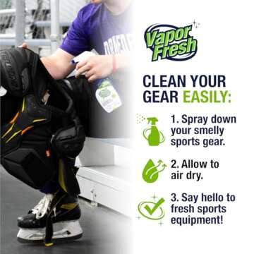 Vapor Fresh Sports Cleaner and Deodorizer - Sports Gear Odor Eliminator, Boxing Glove Deodorizer, Gym Equipment Spray, Natural and Plant Based, 16 Fl Oz (1-Pack)