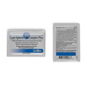 Lypo–Spheric B Complex Plus – 30 Packets – 195 mg B Vitamins, Minerals & Cinnamon Per Packet – Liposome Encapsulated for Improved Absorption – 100% Non–GMO