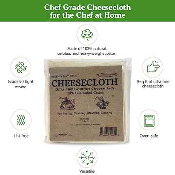 Regency Wraps 100% Cotton Ultra Fine Natural Cheese Cloth, 9 sq.ft 36" X36" 1pc, Chef Grade for Basting Turkey, Canning, Straining, Cheesemaking