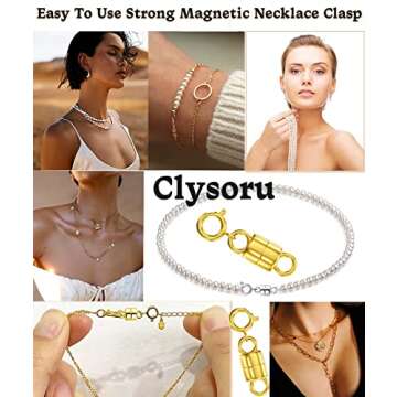 Clysoru Necklace Clasps and Closures 14k Gold and Silver Beads Chain Extender Necklaces Bracelet Safety Locking Jewelry Clasp Converter (4 Gold and 4 Silver)