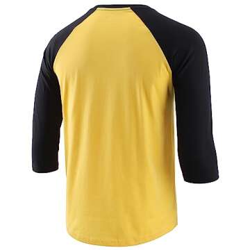 KNQR Men's Casual Fashion Slim Fit Tagless 3/4 Sleeve Action Sports Athletic Baseball Jerseys T Shirts K.Gold/Black XXL