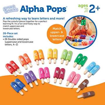 Learning Resources Smart Snacks Alpha Pops, 26 Pieces, Age 2+, Toys for Toddlers, Toddler Alphabet, Learning ABC, Learning Toys, Stocking Stuffers for Kids