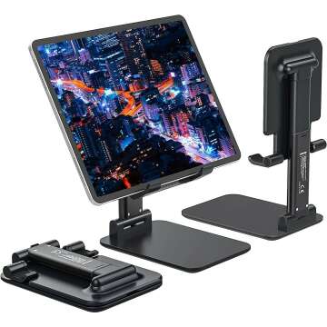 Anozer Tablet Stand Foldable & Adjustable, Portable Monitor Stand 5.55*3.94" Wide, Fit for iPad Holder Stand Compatible with iPad Pro 11, 12.9/iPad 10.9 10th; Surface Pro; Portable Monitor 4.7-15.6"