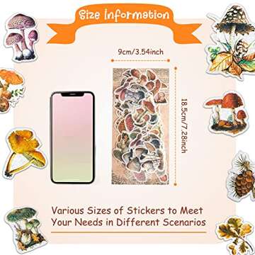 120 Pieces Mushroom Stickers Decals Mushroom Plants Theme Stickers Self-Adhesive DIY Scrapbook Stickers for Laptop Water Bottles Skateboard Windows Refrigerator DIY Crafts Decoration, 2 Packs