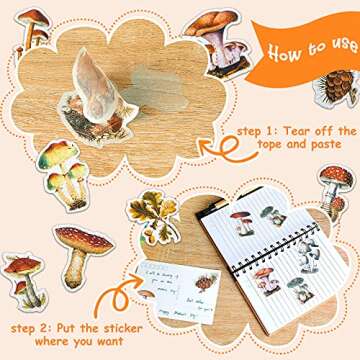 120 Pieces Mushroom Stickers Decals Mushroom Plants Theme Stickers Self-Adhesive DIY Scrapbook Stickers for Laptop Water Bottles Skateboard Windows Refrigerator DIY Crafts Decoration, 2 Packs