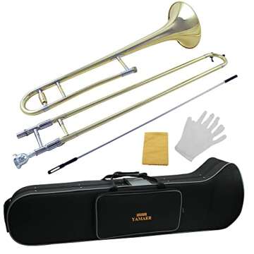 Yamaer alto trombone Bb trombone instrument is suitable for beginners and Adult Learners to play,including trombone bag suit,glovemanual,etc (glod)