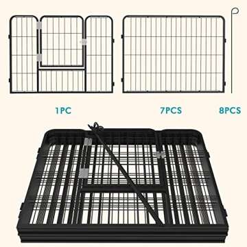 OFIKA Heavy Duty Metal Dog Playpen for Medium/Small Animals, 8 Panels 24”Height x 27" Width, Dog Fence Exercise Pen with Doors, Pet Puppy Outdoor Playpen Pen for Outdoor, Indoor, RV, Camping, Yard