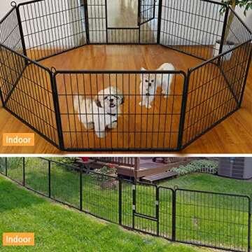 OFIKA Heavy Duty Metal Dog Playpen for Medium/Small Animals, 8 Panels 24”Height x 27" Width, Dog Fence Exercise Pen with Doors, Pet Puppy Outdoor Playpen Pen for Outdoor, Indoor, RV, Camping, Yard