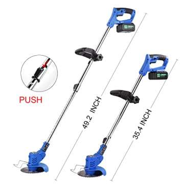 Battery Cordless Brush Cutter with 3Function Blades,Electric Brush Cutter Stringless Weed Wacker Battery Powered by 2Pcs 4Ah Batteries,Weed Trimmer for Garden Yard Brush Trimming,Lightweight