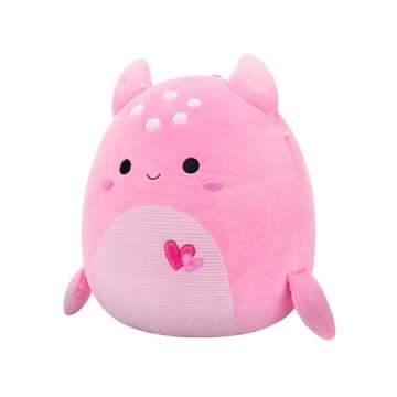 Squishmallows Original 12in Artin The Pink Loch Ness Monster with Hearts – Official Jazwares Valentine Plush (Medium)