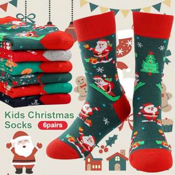 Kids Christmas Socks - Fun Gift for Ages 6-12