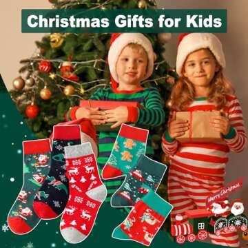 Kids Christmas Socks - Fun Gift for Ages 6-12