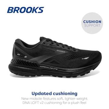 Brooks Women’s Adrenaline GTS 23 Supportive Running Shoe - Black/Black/Ebony - 8.5 Medium