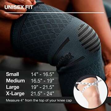 UFlex Athletics Knee Compression Sleeve Support for Women and Men - Knee Brace for Pain Relief, Fitness, Weightlifting, Hiking, Sports - Black, Small